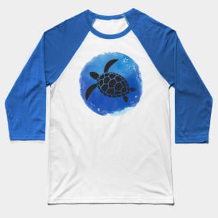 watercolor with turtle silhouette Baseball T-Shirt